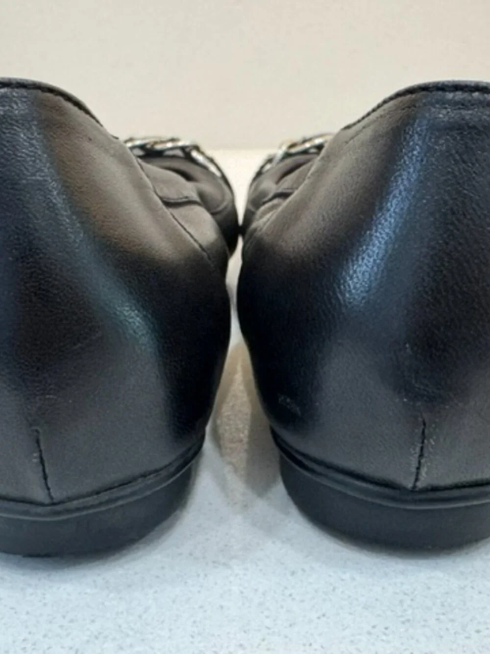 AGL Attilio Giusti Leombruni Chain link Cap-Toe Ballet Flats sz 39 Black